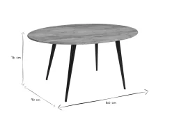 Miliboo Table À Manger Fixe-Table à manger ovale en bois massif et métal noir L160 cm OBALI