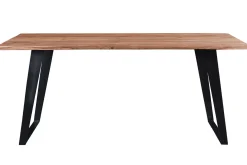 Miliboo Table À Manger Fixe-Table à manger rectangulaire en bois massif et métal noir L175 cm KORA