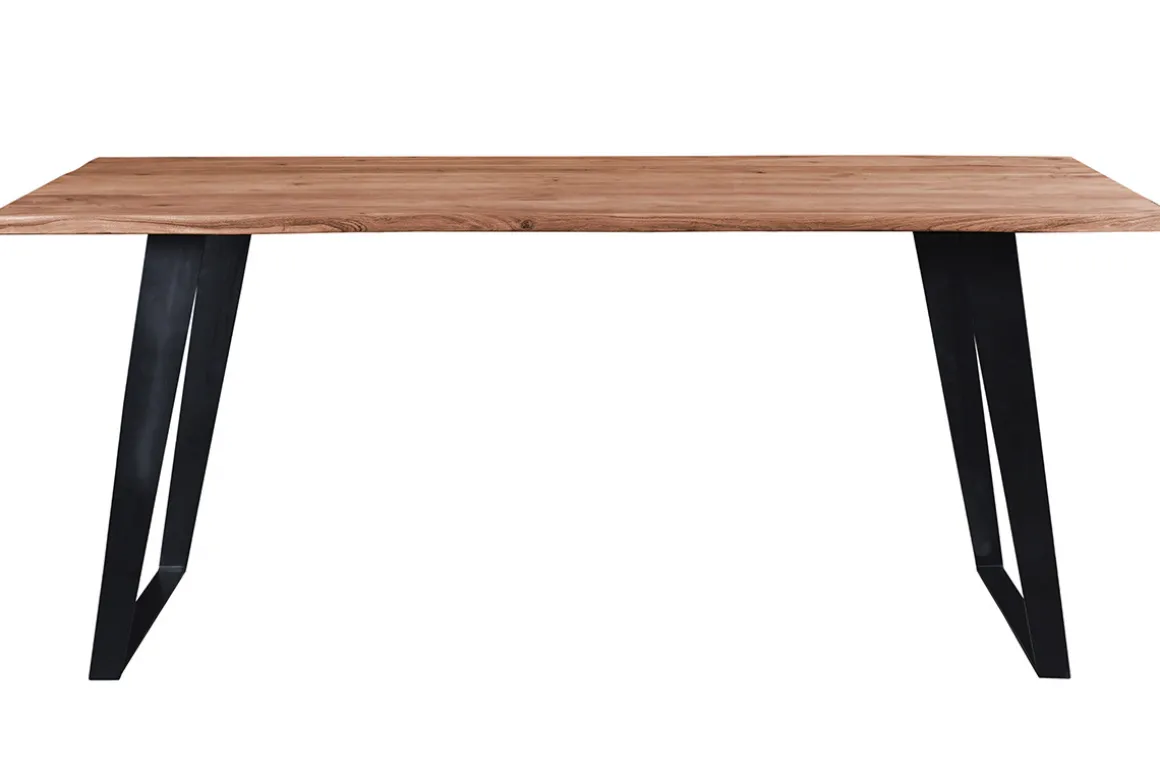 Miliboo Table À Manger Fixe-Table à manger rectangulaire en bois massif et métal noir L175 cm KORA