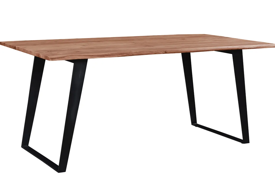 Miliboo Table À Manger Fixe-Table à manger rectangulaire en bois massif et métal noir L175 cm KORA