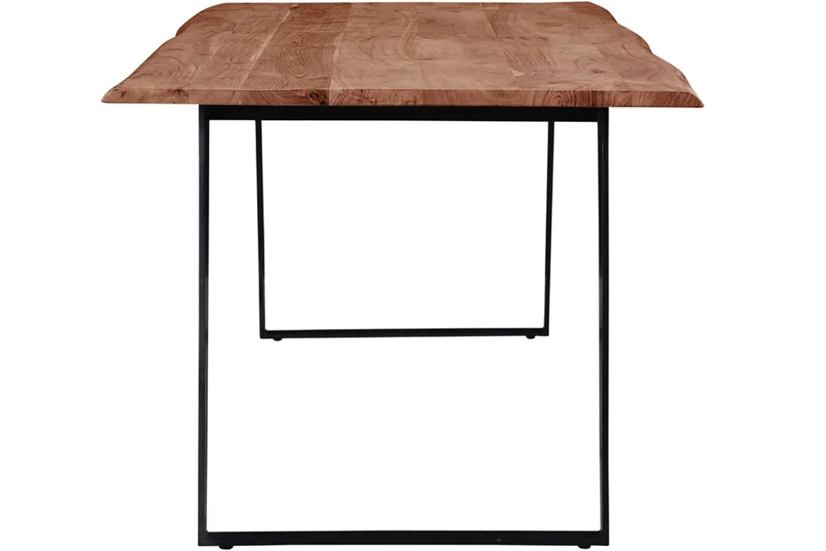 Miliboo Table À Manger Fixe-Table à manger rectangulaire en bois massif et métal noir L175 cm KORA