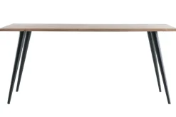 Miliboo Table À Manger Fixe-Table à manger rectangulaire industrielle en bois massif et métal noir L175 cm EDGE