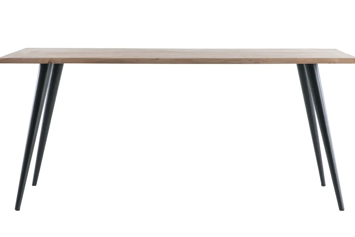 Miliboo Table À Manger Fixe-Table à manger rectangulaire industrielle en bois massif et métal noir L175 cm EDGE