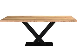 Miliboo Table À Manger Fixe-Table à manger rectangulaire industrielle en bois massif et métal noir L200 cm VALLEY