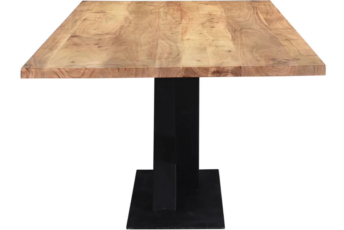 Miliboo Table À Manger Fixe-Table à manger rectangulaire industrielle en bois massif et métal noir L200 cm VALLEY