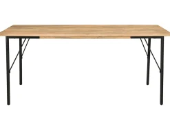 Miliboo Table À Manger Fixe-Table à manger rectangulaire en bois manguier massif et métal noir L180 cm JUDE