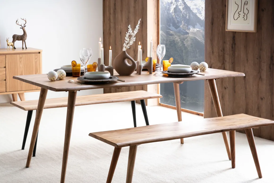 Miliboo Table À Manger Fixe-Table à manger rectangulaire en bois massif L175 cm SAVANA