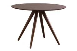 Miliboo Table À Manger Fixe-Table à manger ronde design noyer D106 cm WALFORD