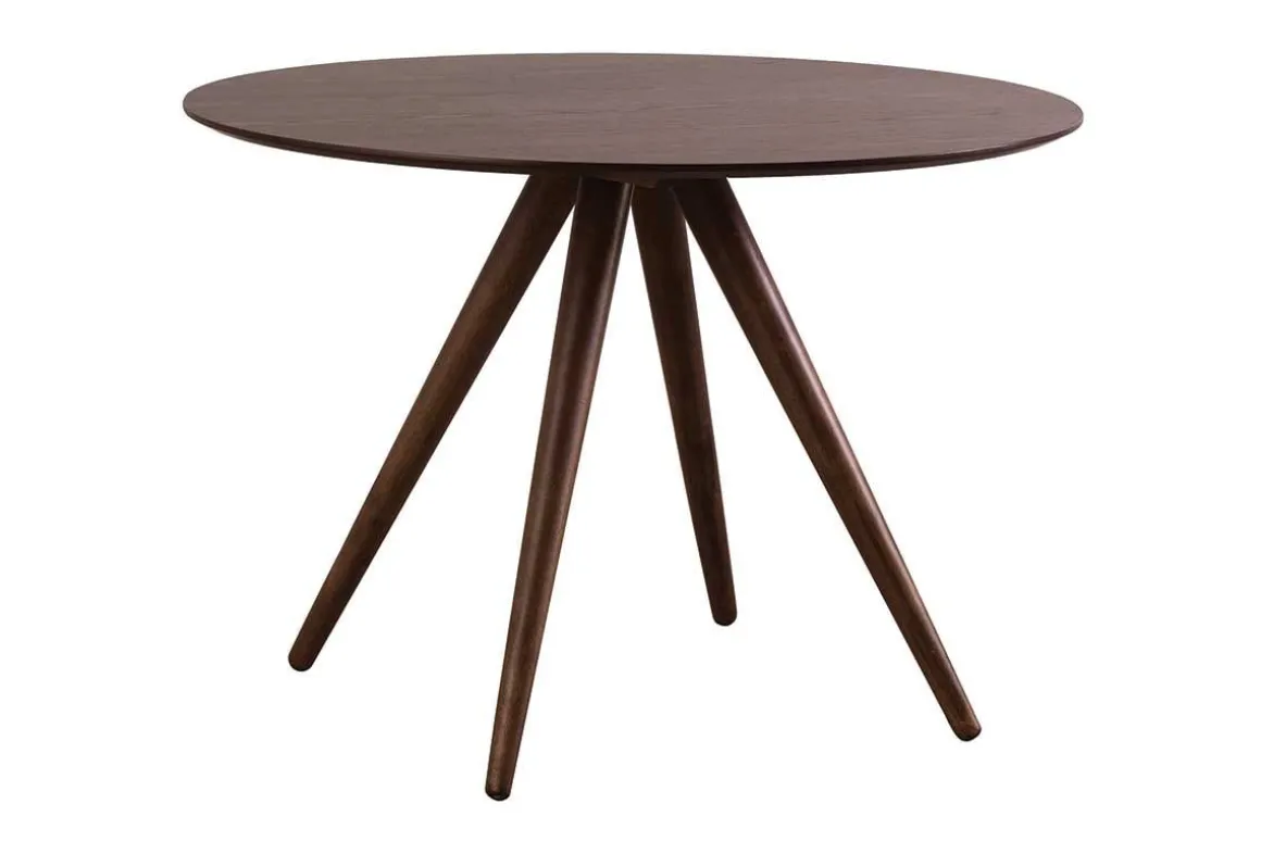 Miliboo Table À Manger Fixe-Table à manger ronde design noyer D106 cm WALFORD