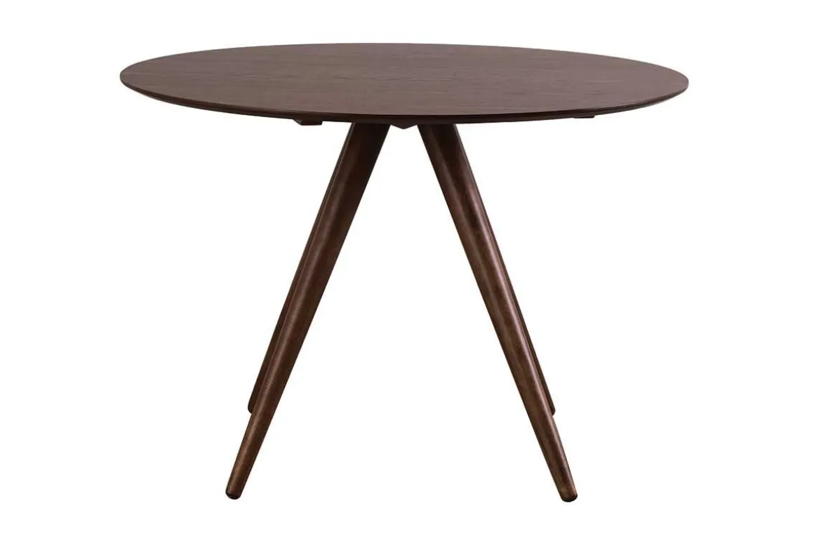 Miliboo Table À Manger Fixe-Table à manger ronde design noyer D106 cm WALFORD