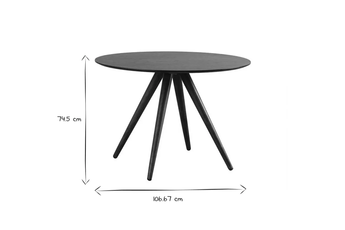Miliboo Table À Manger Fixe-Table à manger ronde design noyer D106 cm WALFORD