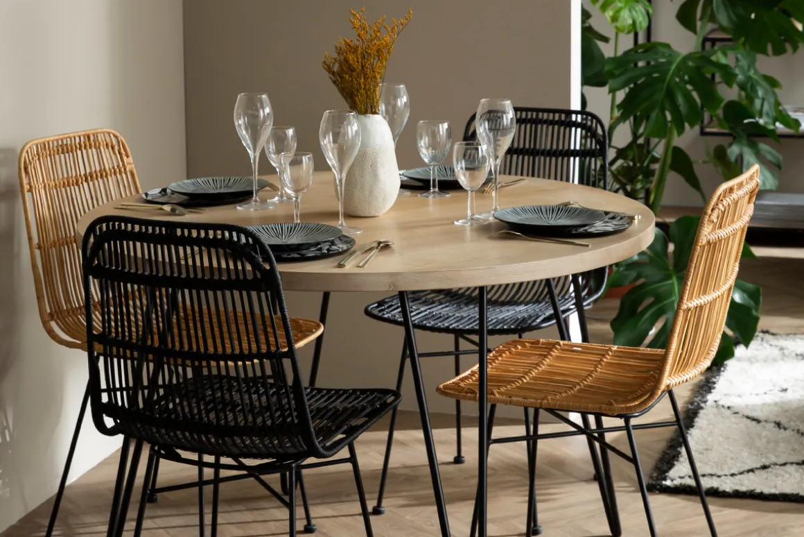 Miliboo Table À Manger Fixe-Table à manger ronde en bois manguier massif D116 cm VIBES