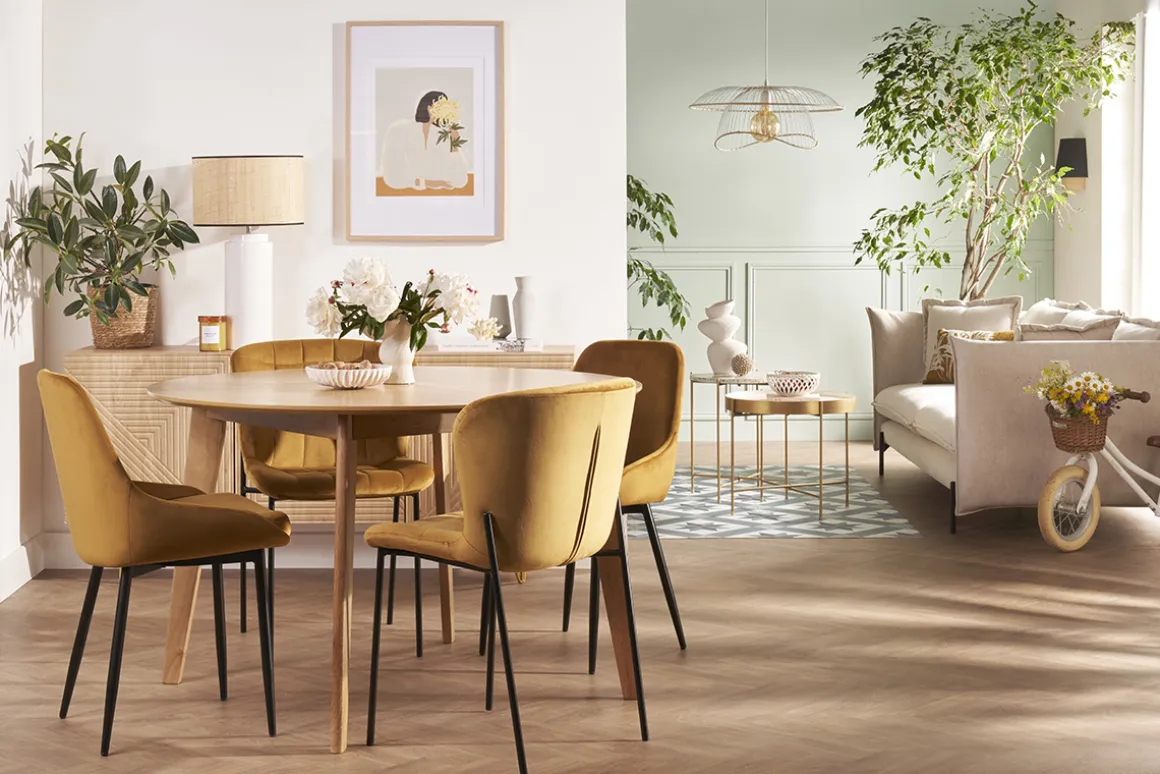 Miliboo Table Extensible-Table à manger ronde extensible finition chêne L120-150 cm LEENA