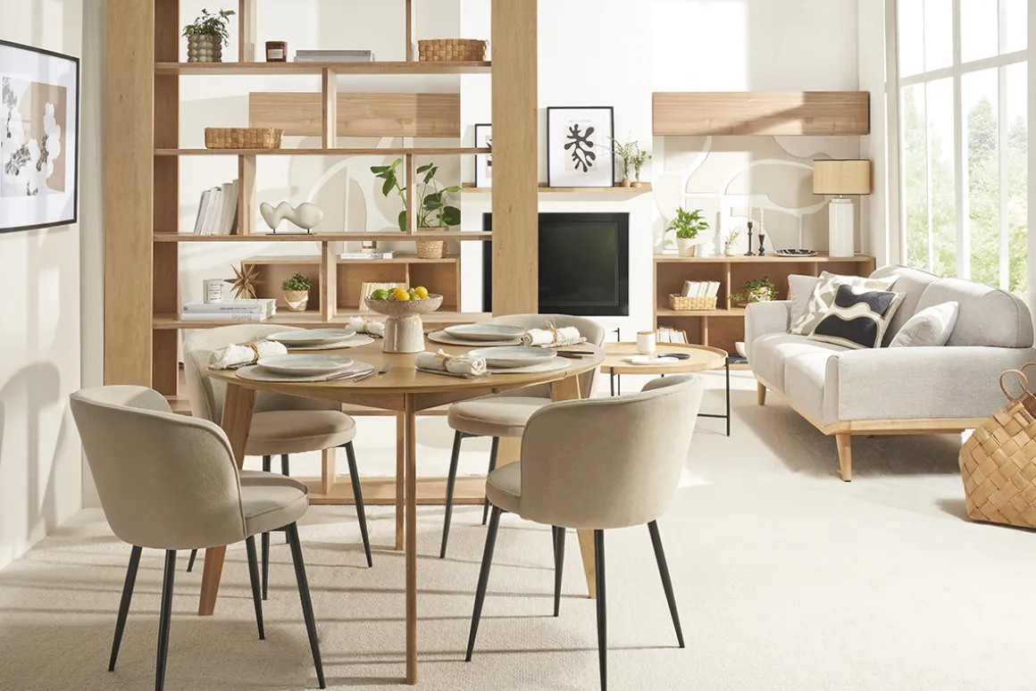 Miliboo Table Extensible-Table à manger ronde extensible finition chêne L120-150 cm LEENA