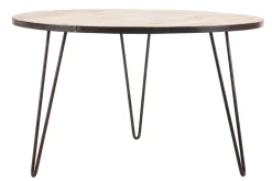 Miliboo Table À Manger Fixe-Table à manger ronde industrielle bois manguier massif et métal D125 cm ATELIER