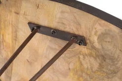 Miliboo Table À Manger Fixe-Table à manger ronde industrielle bois manguier massif et métal D125 cm ATELIER