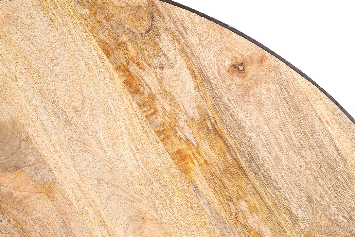 Miliboo Table À Manger Fixe-Table à manger ronde industrielle bois manguier massif et métal D125 cm ATELIER