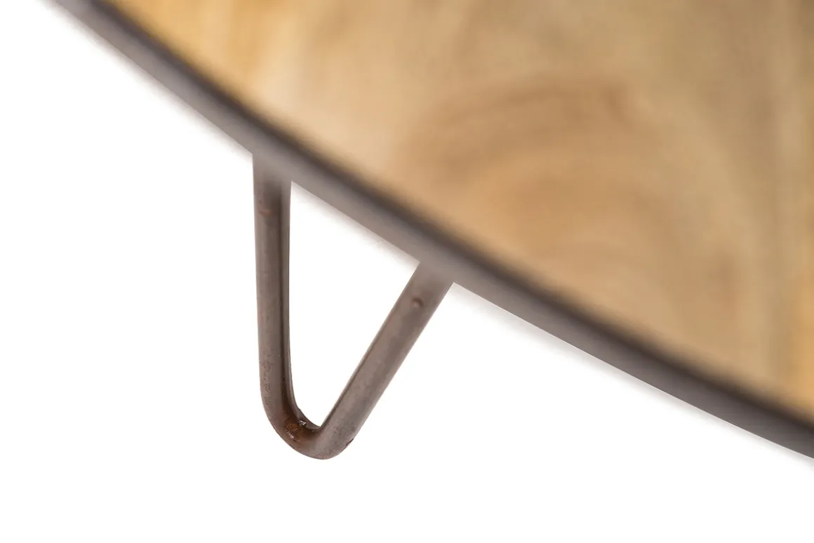 Miliboo Table À Manger Fixe-Table à manger ronde industrielle bois manguier massif et métal D125 cm ATELIER