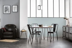 Miliboo Table À Manger Fixe-Table à manger ronde industrielle bois manguier massif et métal D125 cm ATELIER