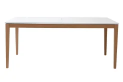 Miliboo Table Extensible-Table à manger scandinave extensible blanche pieds bois rectangulaire L180-260 cm DELAH