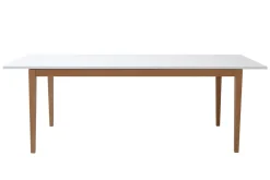 Miliboo Table Extensible-Table à manger scandinave extensible blanche pieds bois rectangulaire L180-260 cm DELAH