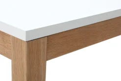 Miliboo Table Extensible-Table à manger scandinave extensible blanche pieds bois rectangulaire L180-260 cm DELAH