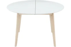 Miliboo Table Extensible-Table à manger scandinave ronde extensible blanc et bois L120-150 cm LEENA