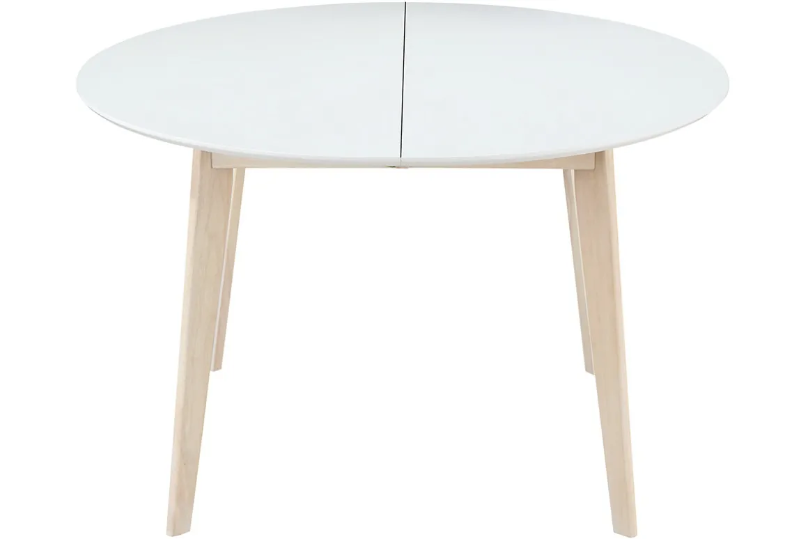 Miliboo Table Extensible-Table à manger scandinave ronde extensible blanc et bois L120-150 cm LEENA