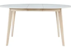 Miliboo Table Extensible-Table à manger scandinave ronde extensible blanc et bois L120-150 cm LEENA