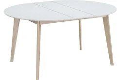 Miliboo Table Extensible-Table à manger scandinave ronde extensible blanc et bois L120-150 cm LEENA