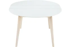 Miliboo Table Extensible-Table à manger scandinave ronde extensible blanc et bois L120-150 cm LEENA