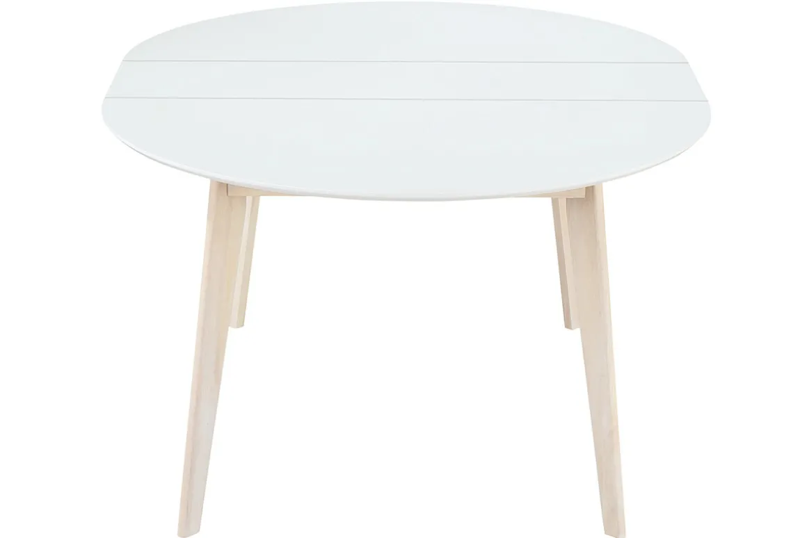 Miliboo Table Extensible-Table à manger scandinave ronde extensible blanc et bois L120-150 cm LEENA