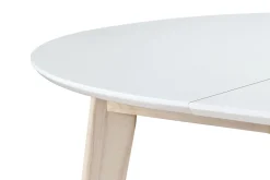 Miliboo Table Extensible-Table à manger scandinave ronde extensible blanc et bois L120-150 cm LEENA
