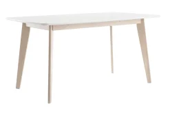 Miliboo Table À Manger Fixe-Table à manger scandinave blanc et bois clair rectangulaire L150 cm LEENA