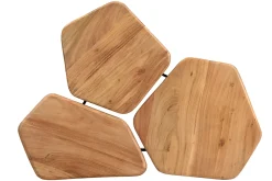 Miliboo Table Basse-Table basse 3 plateaux bois massif et métal noir L95 cm SUZANE