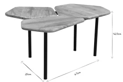 Miliboo Table Basse-Table basse 3 plateaux bois massif et métal noir L95 cm SUZANE