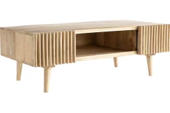Miliboo Table Basse-Table basse avec portes coulissantes bois manguier massif ALBA