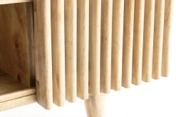 Miliboo Table Basse-Table basse avec portes coulissantes bois manguier massif ALBA