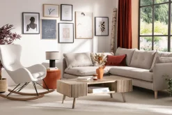 Miliboo Table Basse-Table basse avec portes coulissantes bois manguier massif ALBA