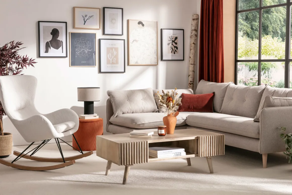 Miliboo Table Basse-Table basse avec portes coulissantes bois manguier massif ALBA