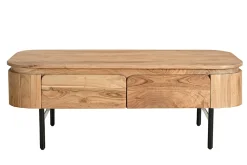 Miliboo Table Basse-Table basse avec rangements en bois massif et métal noir 4 tiroirs L115 cm NAPOLI