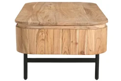 Miliboo Table Basse-Table basse avec rangements en bois massif et métal noir 4 tiroirs L115 cm NAPOLI