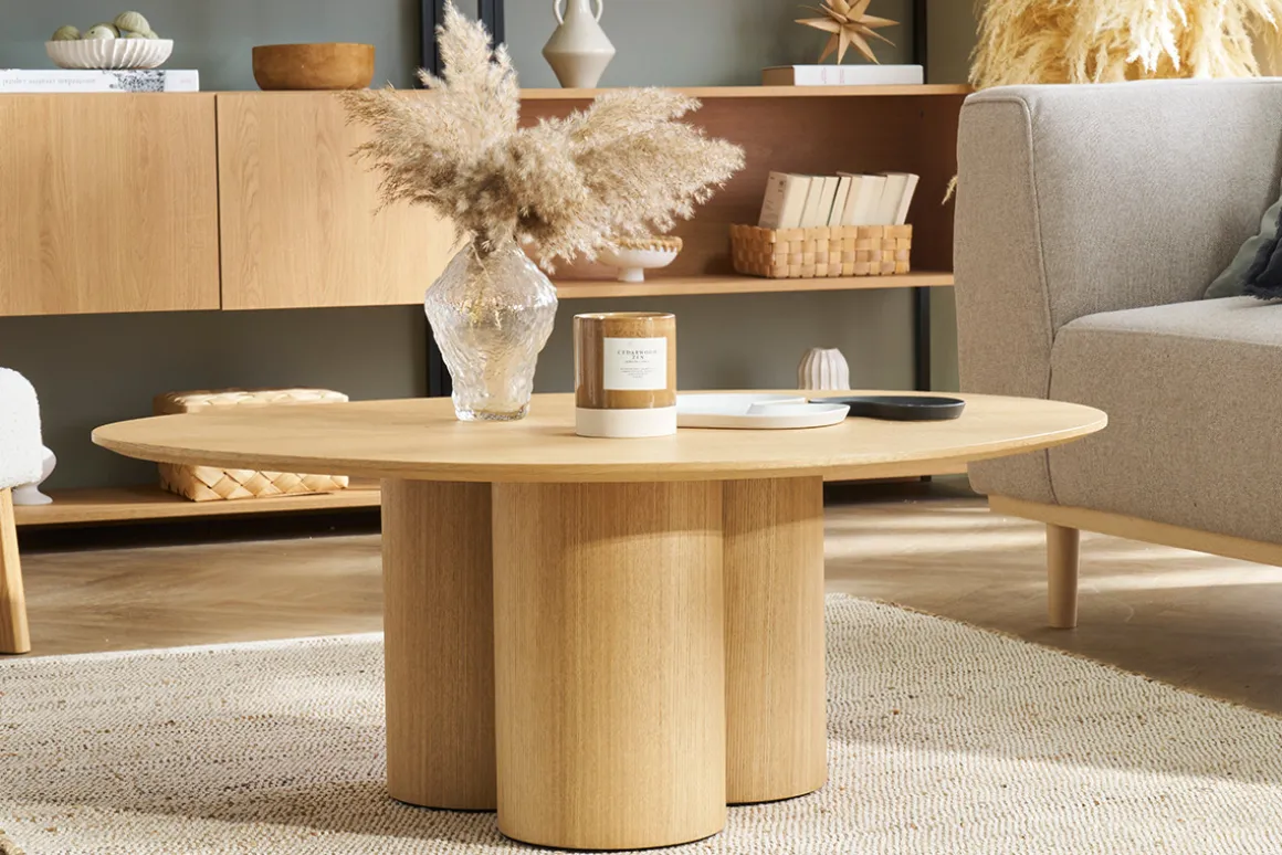 Miliboo Table Basse-Table basse design bois clair L100 cm HOLLEN