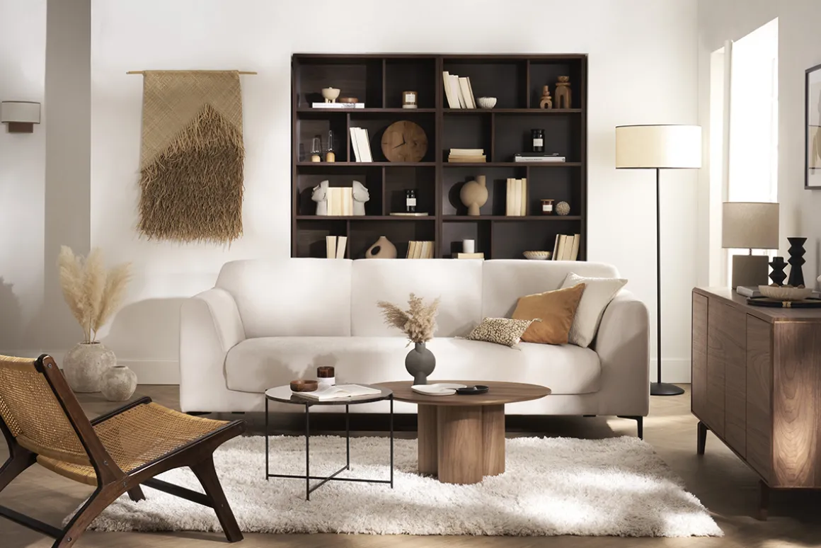 Miliboo Table Basse-Table basse design bois foncé noyer L78 cm HOLLEN