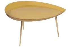 Miliboo Table Basse-Table basse design en acier laqué jaune et doré L80 cm DROP