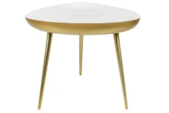 Miliboo Table Basse-Table basse design en acier laqué blanc et doré L80 cm DROP