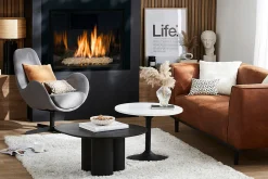 Miliboo Table Basse-Table basse en marbre et métal noir D60 cm COPEN