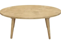 Miliboo Table Basse-Table basse ovale ethnique bois manguier massif gravé L100 cm KAFFIR