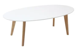 Miliboo Table Basse-Table basse ovale scandinave blanc et bois clair chêne L120 cm EKKA