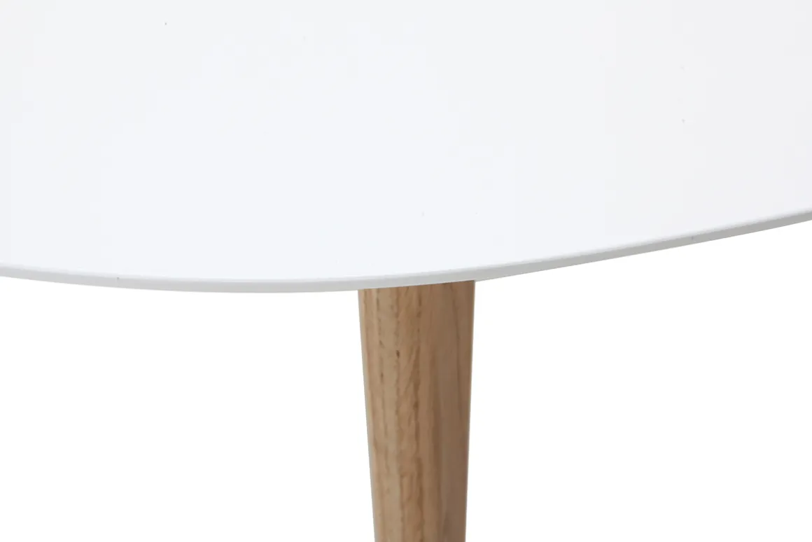 Miliboo Table Basse-Table basse ovale scandinave blanc et bois clair chêne L120 cm EKKA